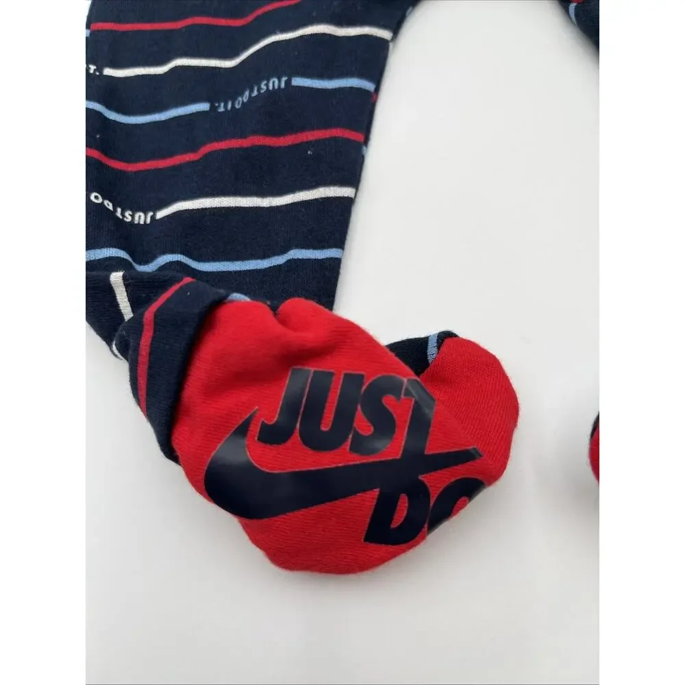 NEW with Tags!! NIKE Baby Boy Graphic JUST DO IT Footed Zip Coverall. Size 6M.